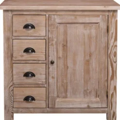 Casa Padrino Landhausstil Küchenschrank Naturfarben 92 x 65 x H. 90 cm - Küchen Unterschrank mit Tür und 4 Schubladen