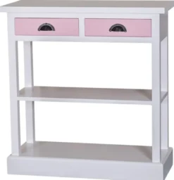 Casa Padrino Landhausstil Küchenkonsole Weiß / Rosa 85 x 35 x H. 89 cm - Landhausstil Konsolentisch mit 2 Schubladen