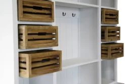Casa Padrino Landhausstil Küchenschrank Antik Weiß / Naturfarben 160 x 43 x H. 218 cm - Massiver Küchenschrank