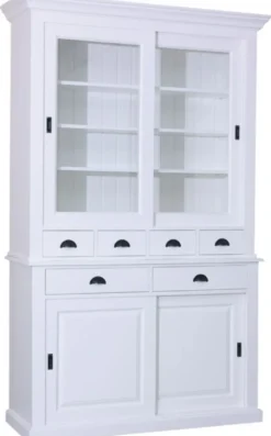 Casa Padrino Landhausstil Küchenschrank Weiß 142 x 48 x H. 225 cm - 2 Teiliger Küchenschrank mit 4 Schiebetüren und 6 Schubladen