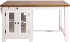 Casa Padrino Landhausstil Kücheninsel mit 4 Glastüren und 2 Schubladen Weiß / Dunkelbraun 150 x 85 x H. 80 cm - Landhausstil Küchenmöbel