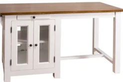Casa Padrino Landhausstil Kücheninsel mit 4 Glastüren und 2 Schubladen Weiß / Dunkelbraun 150 x 85 x H. 80 cm - Landhausstil Küchenmöbel