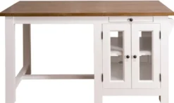 Casa Padrino Landhausstil Kücheninsel mit 4 Glastüren und 2 Schubladen Weiß / Dunkelbraun 150 x 85 x H. 80 cm - Landhausstil Küchenmöbel