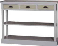 Casa Padrino Landhausstil Küchenkonsole Grau / Grün 120 x 35 x H. 89 cm - Landhausstil Konsolentisch mit 3 Schubladen