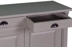 Casa Padrino Landhausstil Küchenschrank mit 4 Türen und 4 Schubladen Grau 219 x 51 x H. 90 cm - Massivholz Schrank - Landhausstil Möbel