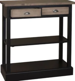 Casa Padrino Landhausstil Küchenkonsole Schwarz / Braun 85 x 35 x H. 89 cm - Landhausstil Konsolentisch mit 2 Schubladen
