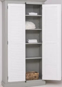 Casa Padrino Landhausstil Kleiderschrank Grau / Weiß 109 x 40 x H. 210 cm - Massivholz Schlafzimmerschrank mit 2 Türen - Landhausstil Schlafzimmer Möbel - Massivholz Möbel im Landhausstil