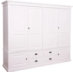 Casa Padrino Landhausstil Kleiderschrank Weiß 232 x 59 x H. 197 cm - Schlafzimmermöbel im Landhausstil