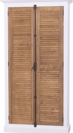Casa Padrino Landhausstil Kleiderschrank aus Kiefernholz in Weiß / Braun, 109 x 39 x H. 210 cm