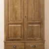 Casa Padrino Landhausstil Kleiderschrank Braun 121 x 59 x H. 197 cm - Massivholz Schlafzimmerschrank mit 2 Türen und 3 Schubladen - Landhausstil Schlafzimmer Möbel