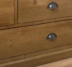 Casa Padrino Landhausstil Kleiderschrank Braun 121 x 59 x H. 197 cm - Massivholz Schlafzimmerschrank mit 2 Türen und 3 Schubladen - Landhausstil Schlafzimmer Möbel