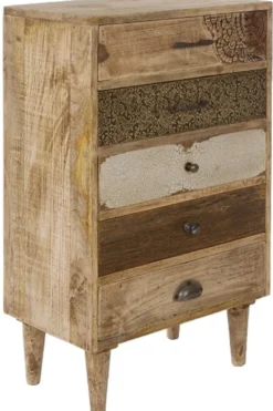 Casa Padrino Landhausstil Kommode mit 5 Schubladen Naturfarben / Mehrfarbig 48 x 27 x H. 80 cm - Landhausstil Möbel