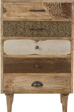 Casa Padrino Landhausstil Kommode mit 5 Schubladen Naturfarben / Mehrfarbig 48 x 27 x H. 80 cm - Landhausstil Möbel