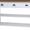Casa Padrino Landhausstil Konsole mit 3 Schubladen Weiß / Naturfarben 145 x 45 x H. 89 cm - Landhausstil Möbel