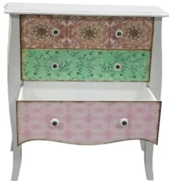 Casa Padrino Landhausstil Kommode Shabby Chic in Antik Weiß und Mehrfarbig, 75 x 38 x H. 76 cm