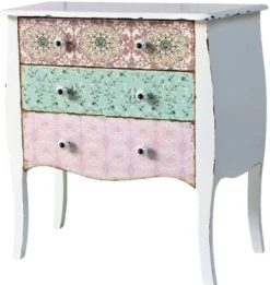 Casa Padrino Landhausstil Kommode Shabby Chic in Antik Weiß und Mehrfarbig, 75 x 38 x H. 76 cm
