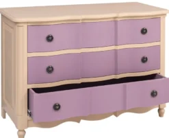 Casa Padrino Landhausstil Kommode mit 3 Schubladen Beige / Lila 130 cm - Landhausstil Möbel