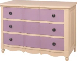 Casa Padrino Landhausstil Kommode mit 3 Schubladen Beige / Lila 130 cm - Landhausstil Möbel