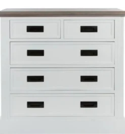 Casa Padrino Landhausstil Kommode mit 5 Schubladen Weiß / Grau 85 x 40 x H. 86 cm - Landhausstil Möbel