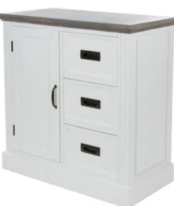 Casa Padrino Landhausstil Kommode mit Tür und 3 Schubladen Weiß / Grau 80 x 40 x H. 85 cm - Landhausstil Möbel