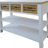 Casa Padrino Landhausstil Konsolentisch mit 3 Schubladen in Antik Weiß und Naturfarben 115 x 41 x H. 87 cm