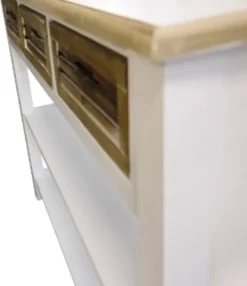 Casa Padrino Landhausstil Konsolentisch mit 3 Schubladen in Antik Weiß und Naturfarben 115 x 41 x H. 87 cm