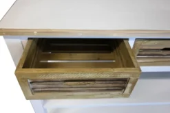 Casa Padrino Landhausstil Konsolentisch mit 3 Schubladen in Antik Weiß und Naturfarben 115 x 41 x H. 87 cm