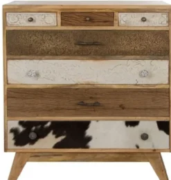 Casa Padrino Landhausstil Kommode mit 7 Schubladen Naturfarben / Mehrfarbig 70 x 30 x H. 80 cm - Landhausstil Möbel