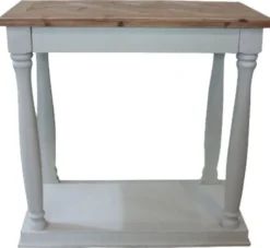 Casa Padrino Landhausstil Konsole Weiß / Naturfarben 81 x 40 x H. 80 cm - Handgefertigter Konsolentisch