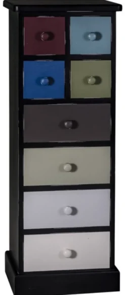 Casa Padrino Landhausstil Kommode mit 8 Schubladen Schwarz / Mehrfarbig 46 x 36 x H. 122 cm - Landhausstil Möbel