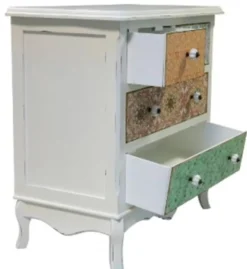 Casa Padrino Landhausstil Kommode Shabby Chic in Antik Weiß / Mehrfarbig 70 x 38 x H. 71 cm