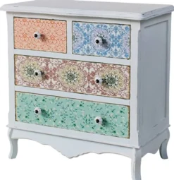 Casa Padrino Landhausstil Kommode Shabby Chic in Antik Weiß / Mehrfarbig 70 x 38 x H. 71 cm