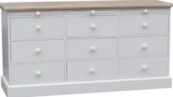 Casa Padrino Landhausstil Kommode Weiß / Naturfarben 158 x 48 x H. 79 cm - Möbel im Landhausstil
