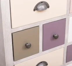 Casa Padrino Landhausstil Kommode Hellgrau / Mehrfarbig 90 x 35 x H. 97 cm - Massivholz Schrank mit 13 Schubladen - Landhausstil Möbel