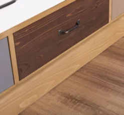 Casa Padrino Landhausstil Kommode Hellbraun / Mehrfarbig 180 x 48 x H. 95 cm - Massivholz Schrank mit 19 Schubladen - Landhausstil Möbel