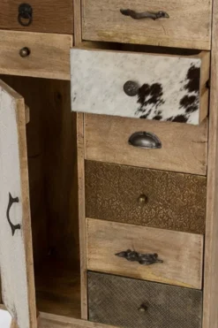 Casa Padrino Landhausstil Kommode Naturfarben / Mehrfarbig 55 x 30 x H. 110 cm - Landhausstil Schrank mit Tür und 11 Schubladen