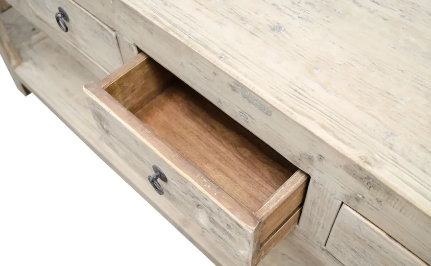Casa Padrino Landhausstil Konsolentisch mit 4 Schubladen Naturfarben 170 x 45 x H. 85 cm - Landhausstil Konsole