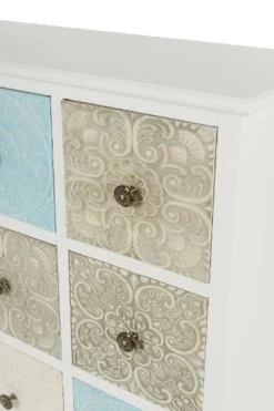 Casa Padrino Landhausstil Kommode mit 9 Schubladen Weiß / Mehrfarbig 100 x 40 x H. 92 cm - Landhausstil Möbel