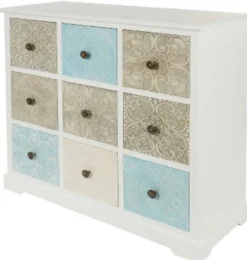Casa Padrino Landhausstil Kommode mit 9 Schubladen Weiß / Mehrfarbig 100 x 40 x H. 92 cm - Landhausstil Möbel