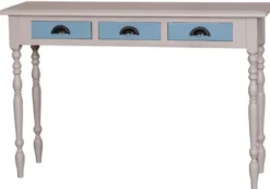 Casa Padrino Landhausstil Konsole mit 3 Schubladen Grau / Blau 120 x 35 x H. 79 cm