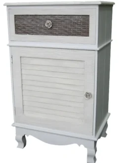 Casa Padrino Landhausstil Kommode mit Tür und Schublade in Hellgrau und Braun - 45 x 32 x H. 76 cm