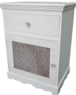 Casa Padrino Landhausstil Kommode mit Tür und Schublade in Hellgrau und Braun - 45 x 33 x H. 61 cm