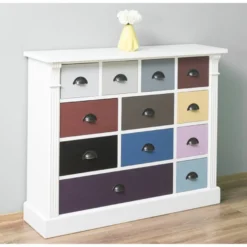 Casa Padrino Landhausstil Kommode weiß mit 12 bunten Schubladen - Büromöbel im Landhausstil
