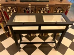 Casa Padrino Landhausstil Ladenvitrine Schwarz / Weiß 110 cm