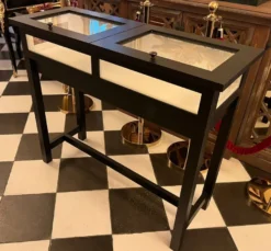 Casa Padrino Landhausstil Ladenvitrine Schwarz / Weiß 110 cm
