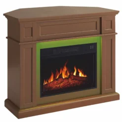 Casa Padrino Landhausstil LED Elektrokamin Braun 104 x 32-64 x H. 87 cm