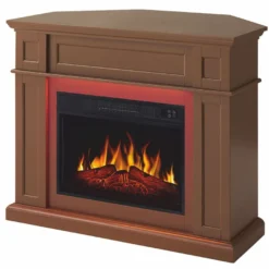 Casa Padrino Landhausstil LED Elektrokamin Braun 104 x 32-64 x H. 87 cm