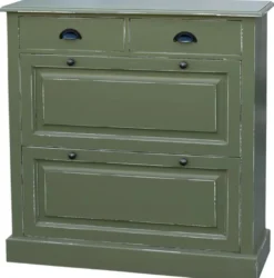 Casa Padrino Landhausstil Massivholz Schuhschrank Antik Grün 103 x 35 x H. 105 cm - Landhausstil Garderobenmöbel