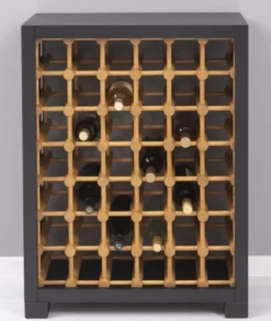 Casa Padrino Landhausstil Massivholz Weinschrank Schwarz / Naturfarben 68 x 35 x H. 68 cm - Massivholz Weinregal im Landhausstil - Massivholz Bar Möbel - Landhausstil Bar Möbel