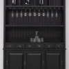 Casa Padrino Landhausstil Massivholz Barschrank Schwarz 151 x 36 x H. 210 cm - Massivholz Weinschrank im Landhausstil - Massivholz Bar Möbel - Landhausstil Bar Möbel
